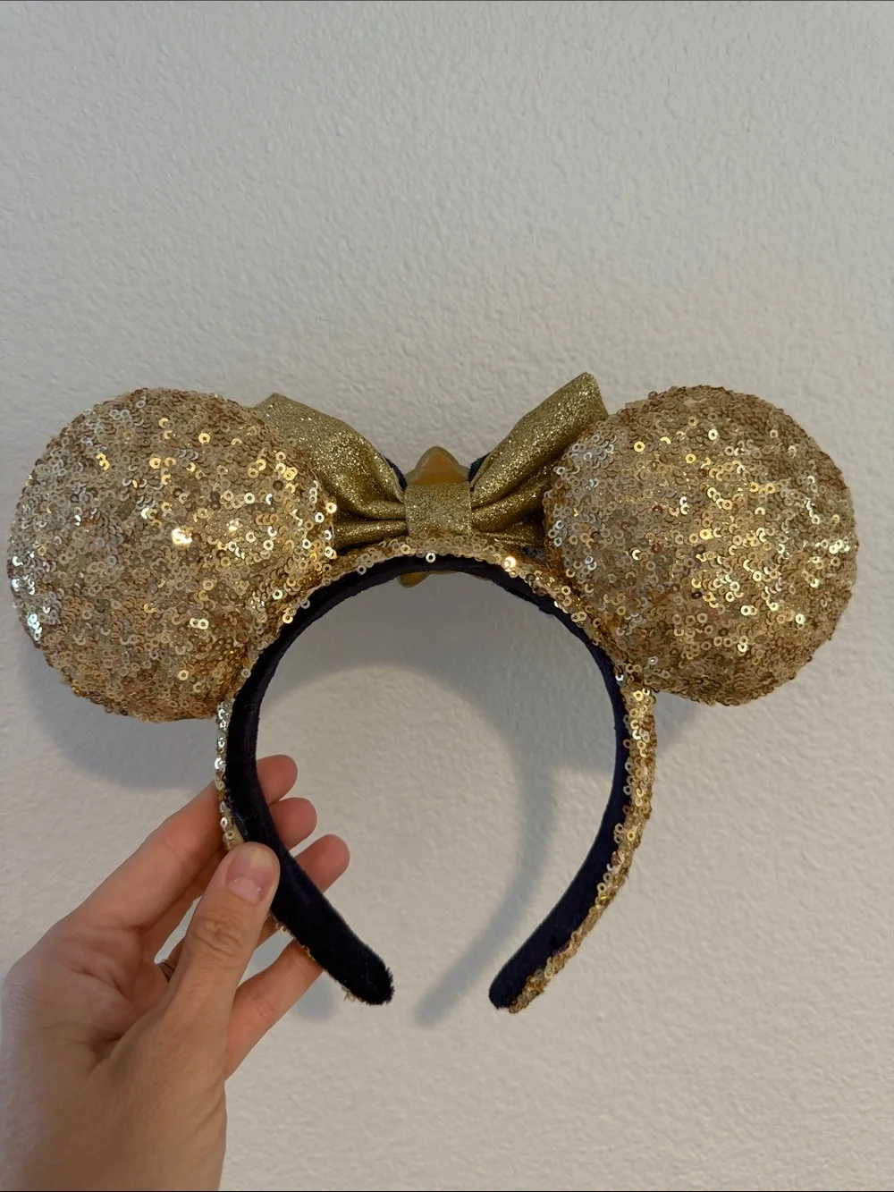 Disney Wish Movie Gold Sequin Minnie Ears Headband with Star Bow